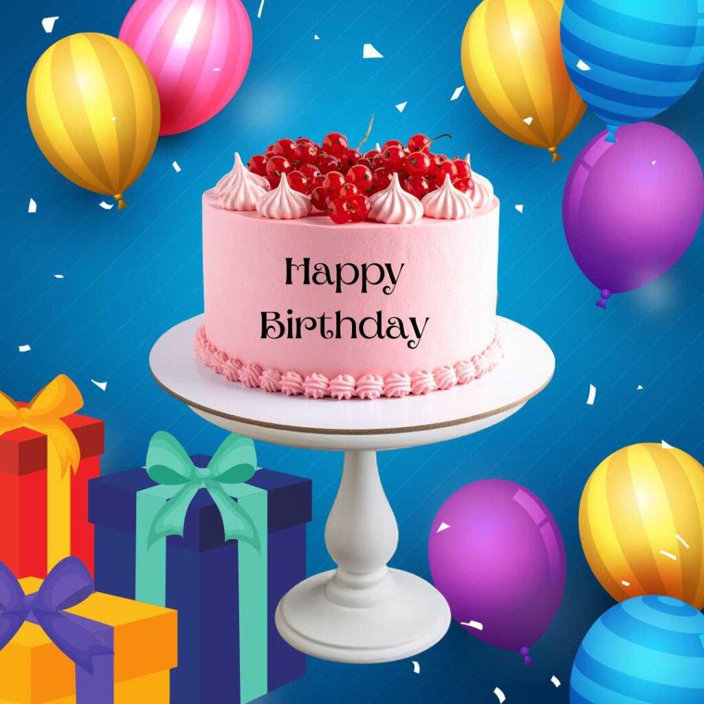focus happy birthday wishes pink birthday cake stand gift boxes balloons.jpg